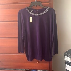 Talbots Sweater with beaded neckline